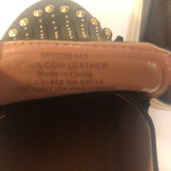 BCBG MAXAZRIA Dita slip on platform studded shoes in black gold cow leather - Picture 8 of 9